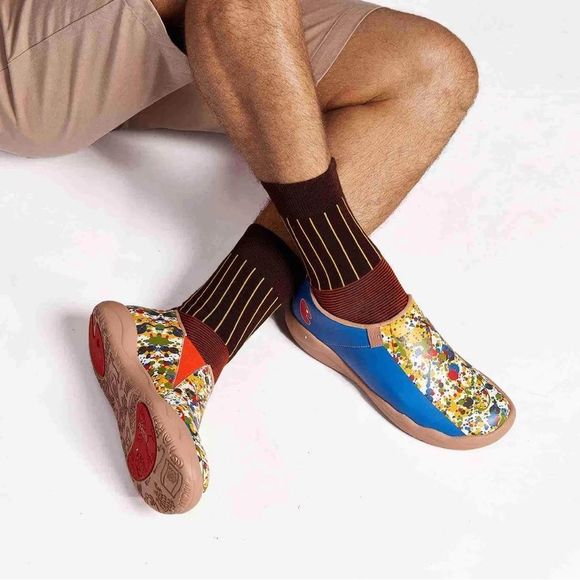 UIN Men\'s Walking Travel Shoes Slip On Microfiber Casual Loafers (Color Border) main image 6